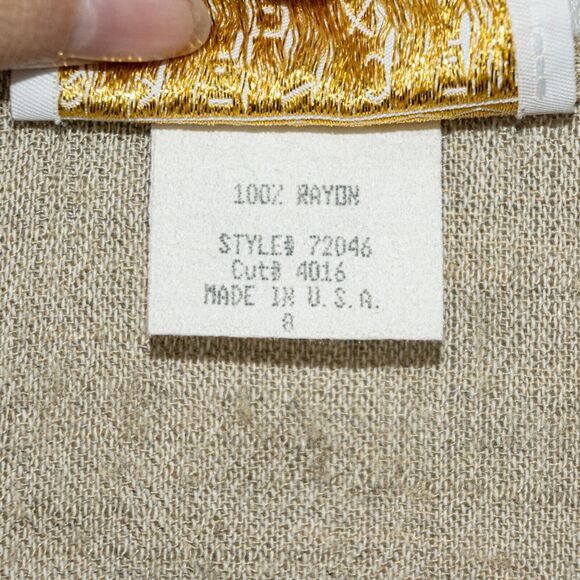 Spencer Alexis Women's Short Sleeve Crochet front Blouse in natural beige 8 - Picture 7 of 7